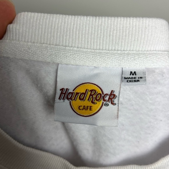 Hard Rock Cafe Chicago Fleece Long Sleeve Sweatshirt White Size M - Picture 8 of 9